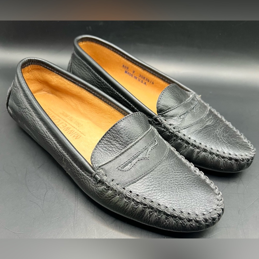 Minnetonka-Black Leather Slip-On Loafers-Womens Size:9, MadeinUSA,New w/out tags